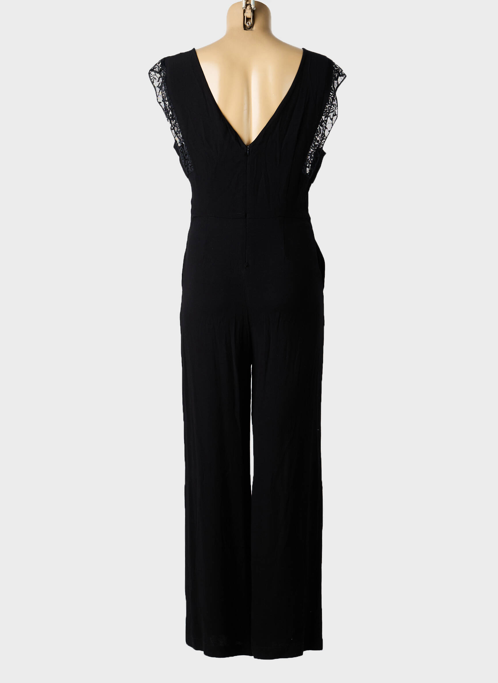 Combi-pantalon tissage crêpe manches courtes noir ARTLOVE femme