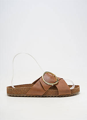 Mules/sabots matière lisse talon plat jusqu'à 3cm marron BIBA femme