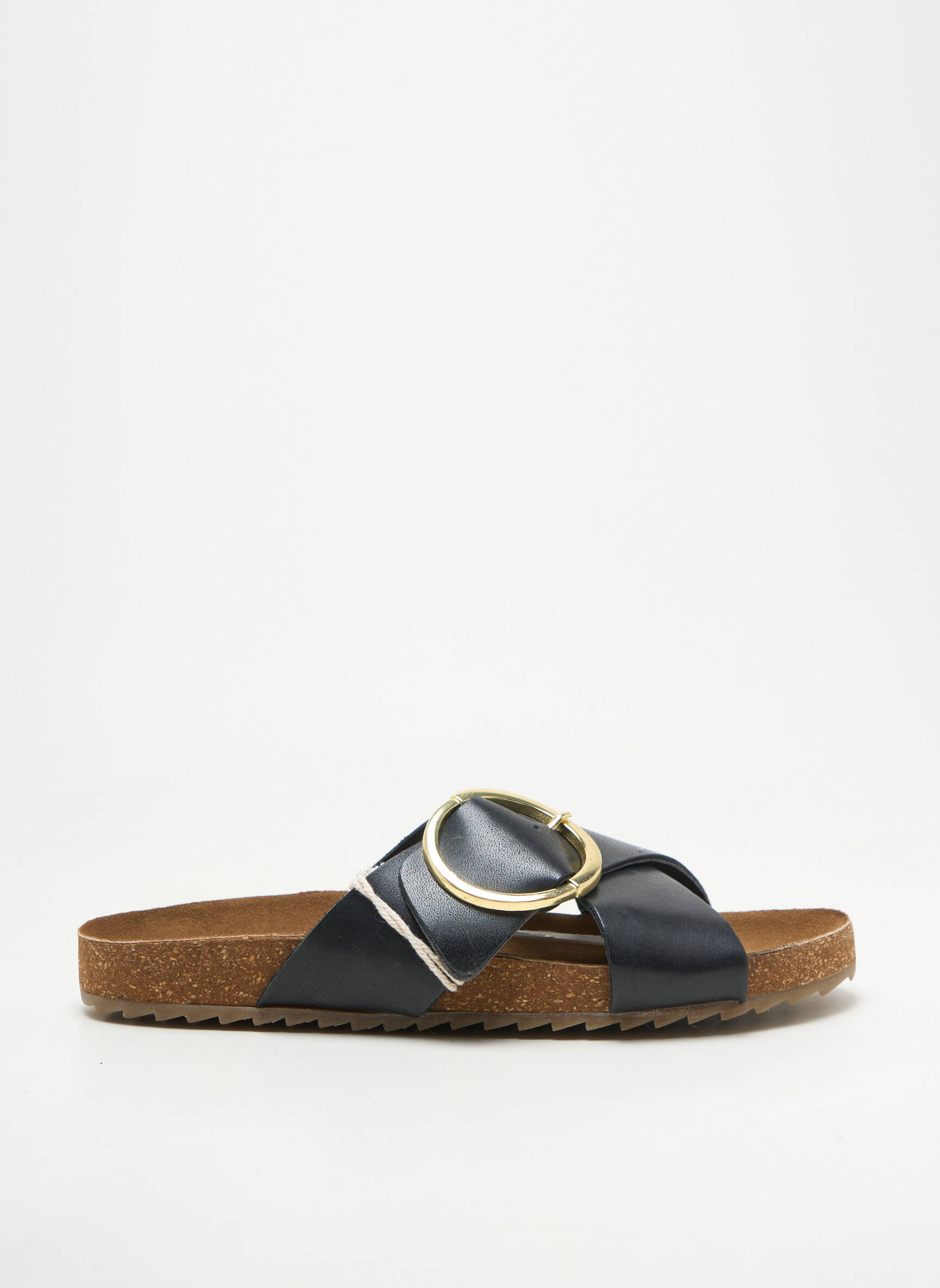Mules/sabots matière lisse talon plat jusqu'à 3cm noir BIBA femme
