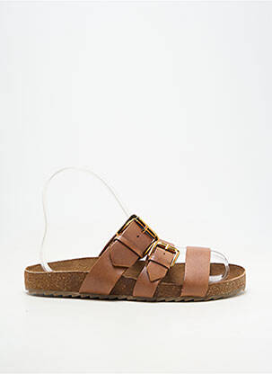 Mules/sabots matière lisse talon plat jusqu'à 3cm marron BIBA femme