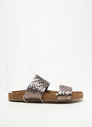 Mules/sabots tissage satiné talon plat jusqu'à 3cm argent BIBA femme