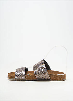 Mules/sabots tissage satiné talon plat jusqu'à 3cm argent BIBA femme