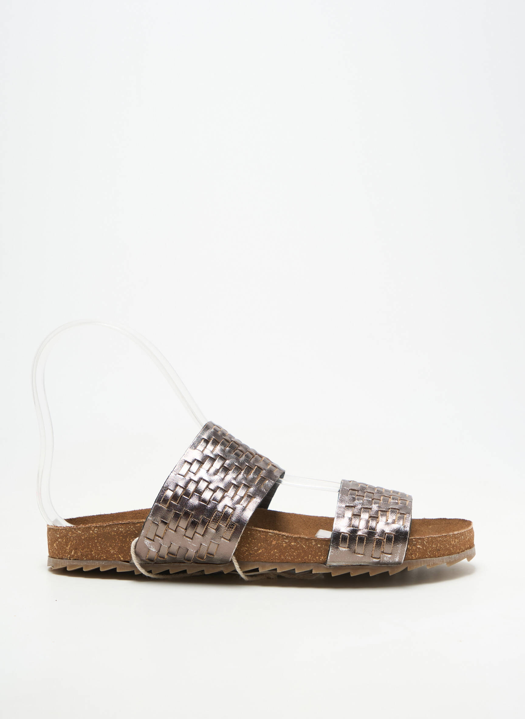 Mules/sabots tissage satiné talon plat jusqu'à 3cm argent BIBA femme