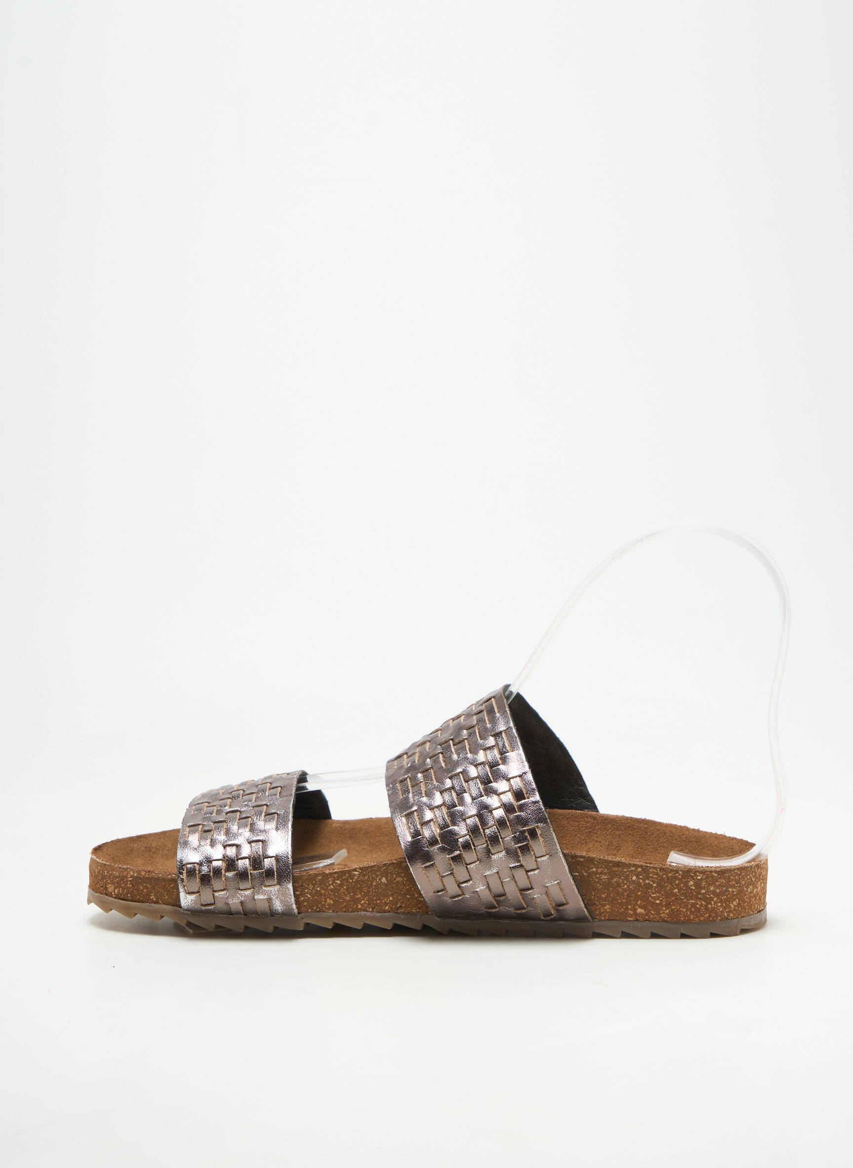 Mules/sabots tissage satiné talon plat jusqu'à 3cm argent BIBA femme
