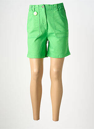 Short tissage denim taille haute vert WHO'S THAT GIRL femme