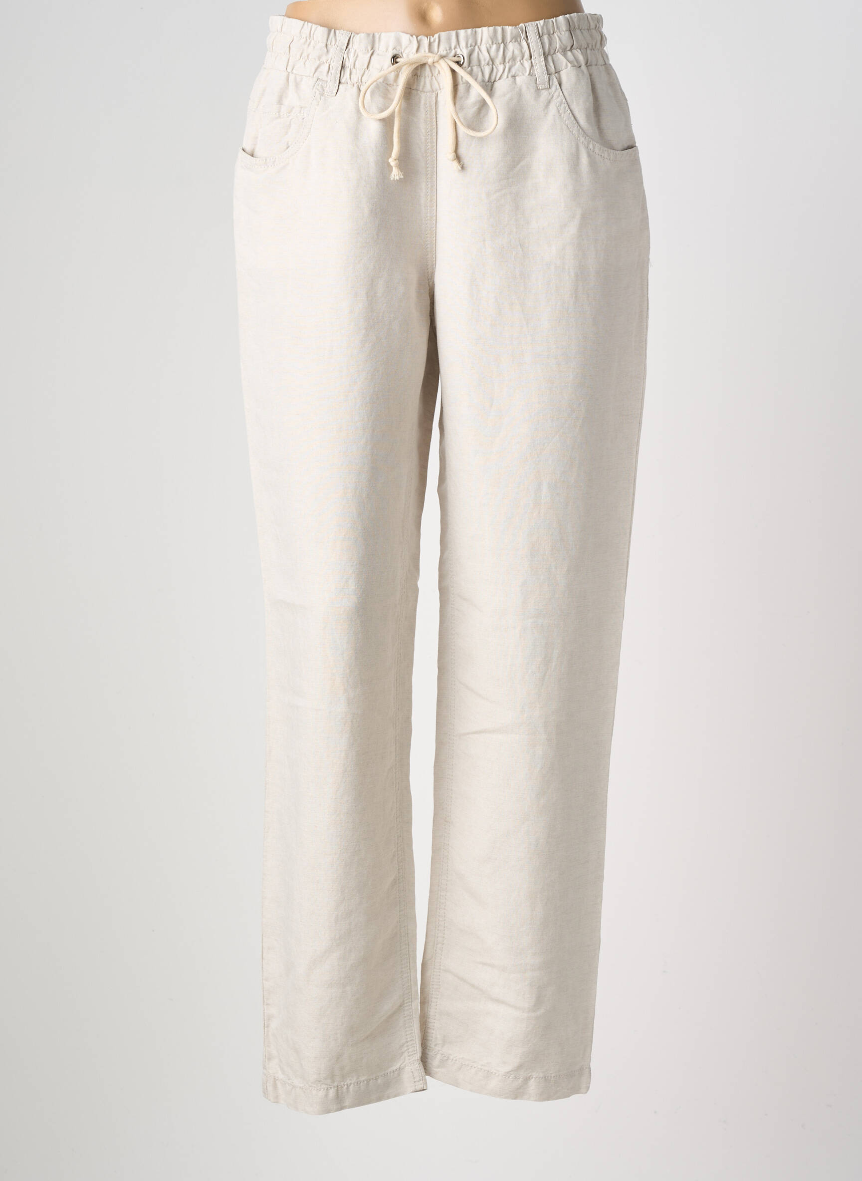 Pantalon droit taille élastique taille normale beige ANNA MONTANA femme