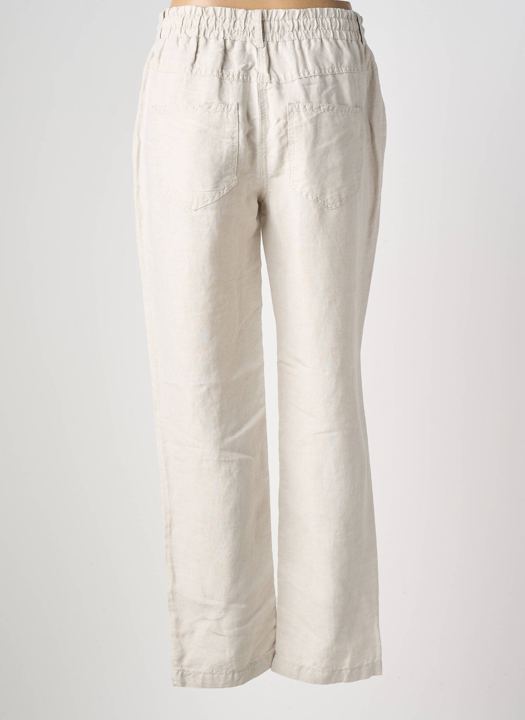 Pantalon droit taille élastique taille normale beige ANNA MONTANA femme