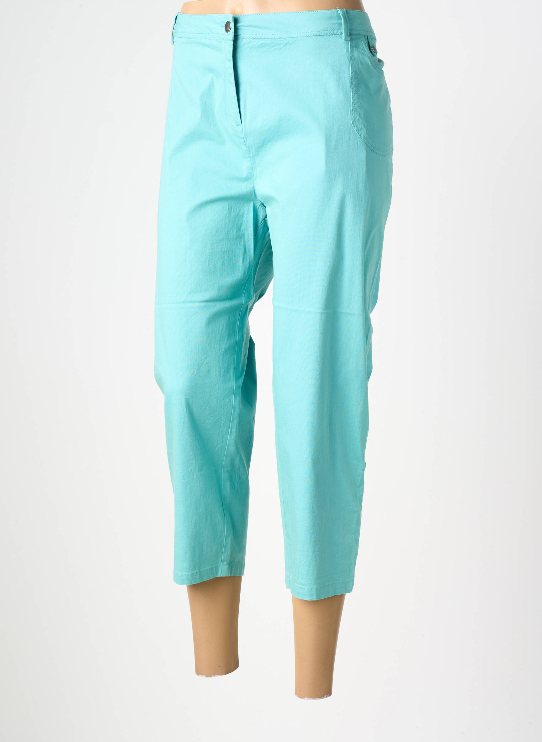 Pantacourt tissage popeline taille normale bleu AGATHE & LOUISE femme