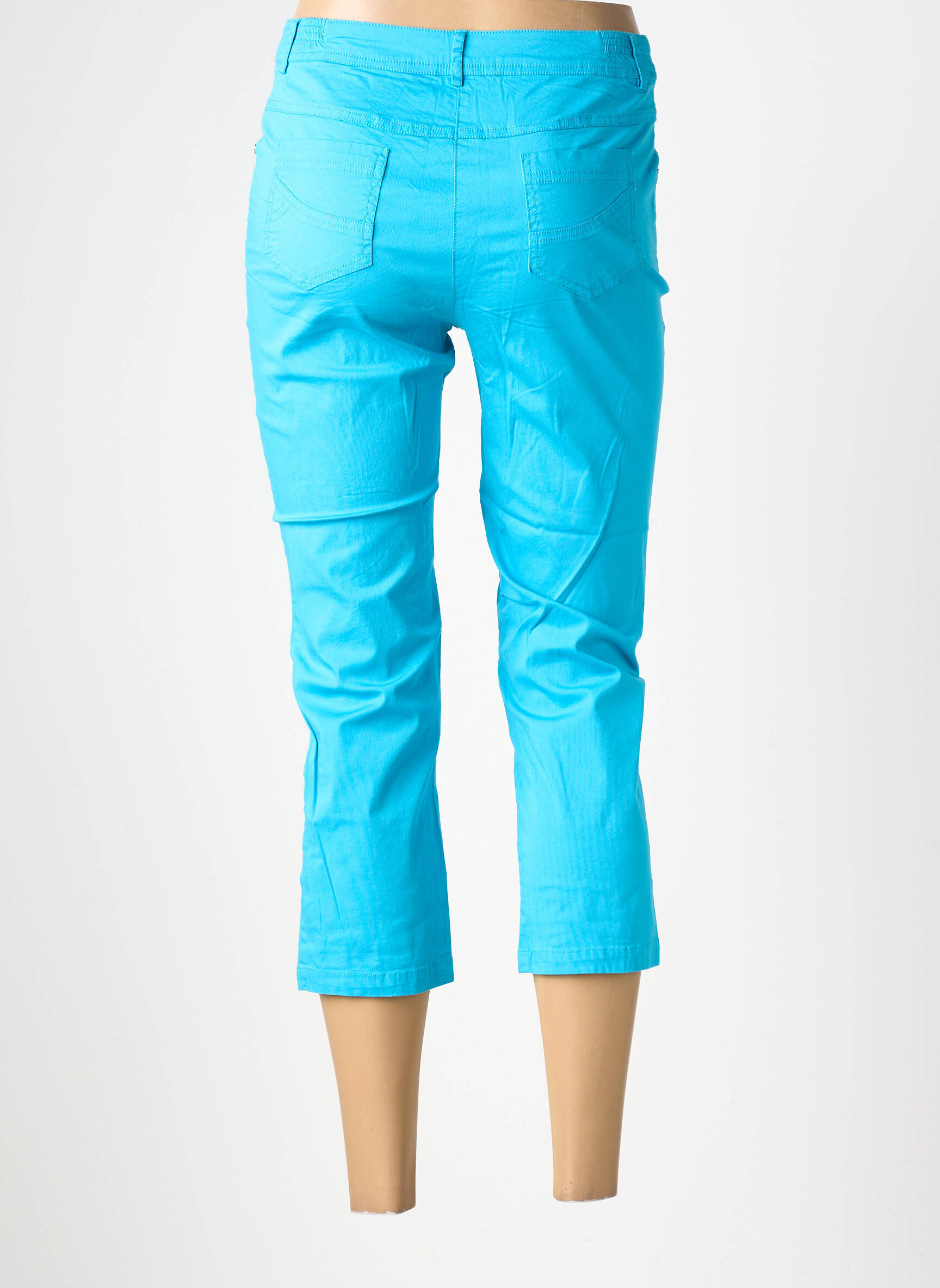 Pantacourt tissage popeline taille normale bleu AGATHE & LOUISE femme