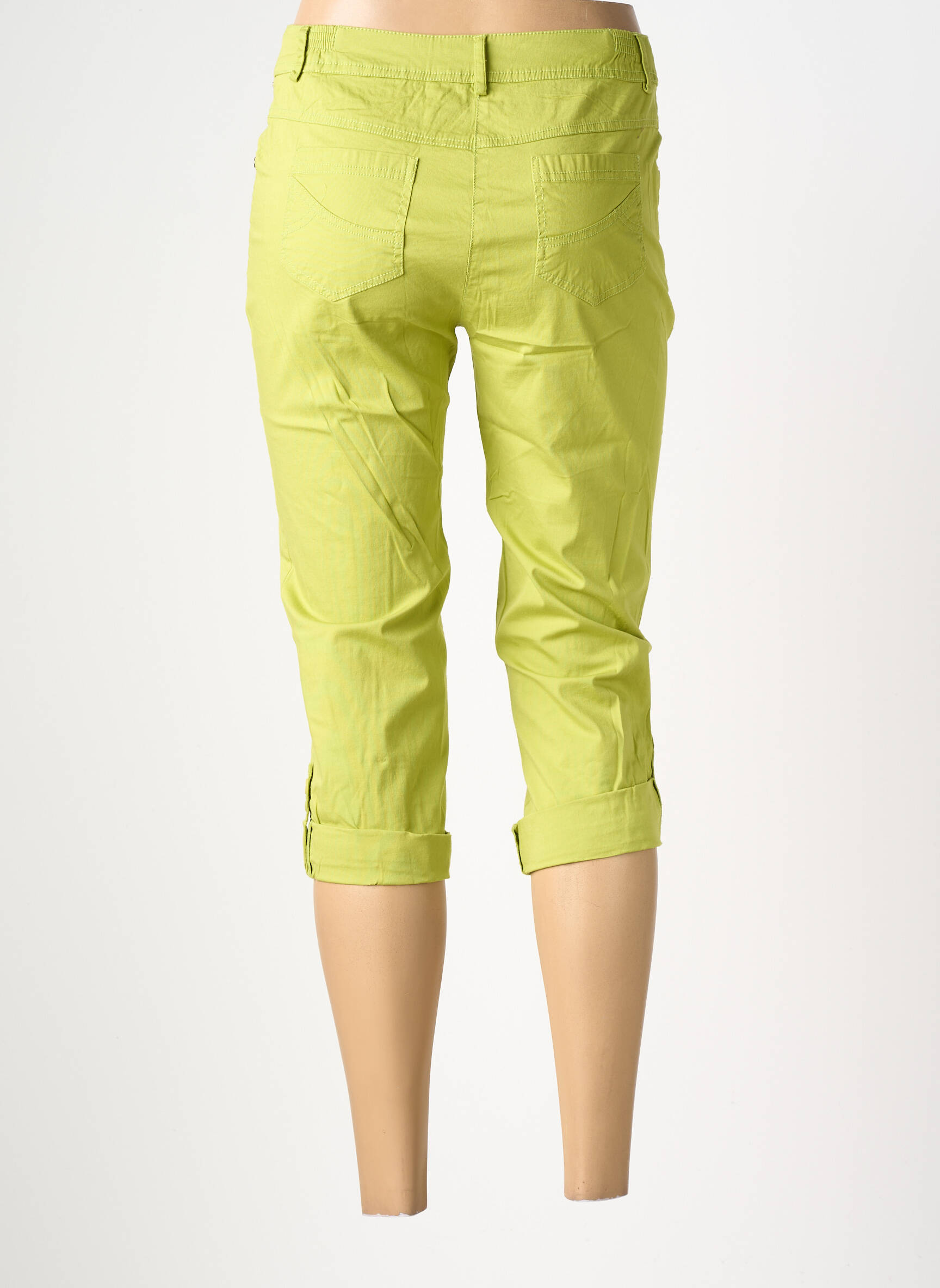 Pantacourt tissage popeline taille normale vert AGATHE & LOUISE femme