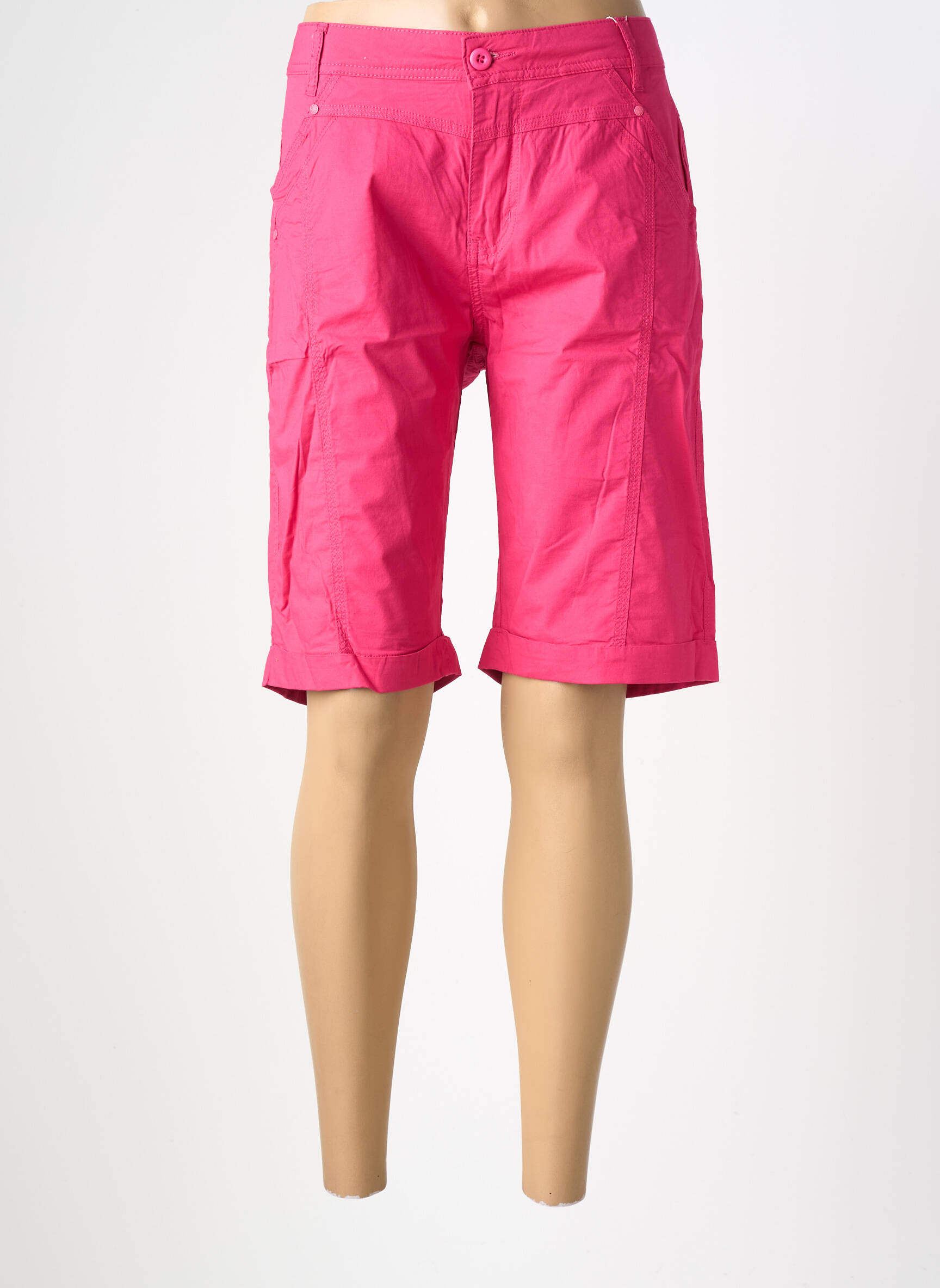 Bermuda taille élastique taille normale rose GEVANA femme