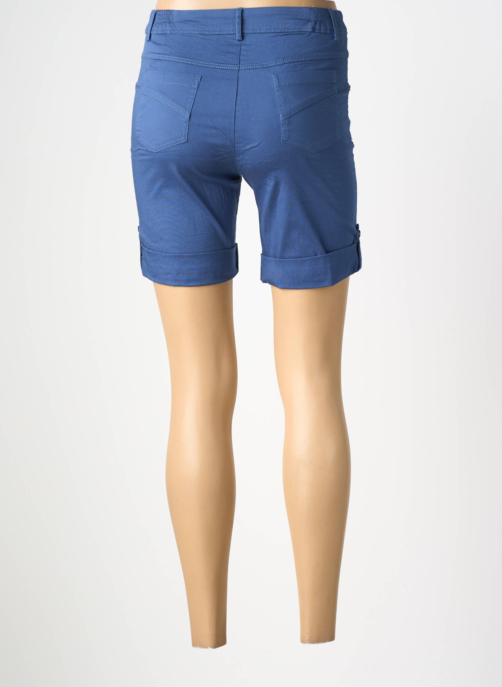 Bermuda tissage popeline taille normale bleu AGATHE & LOUISE femme