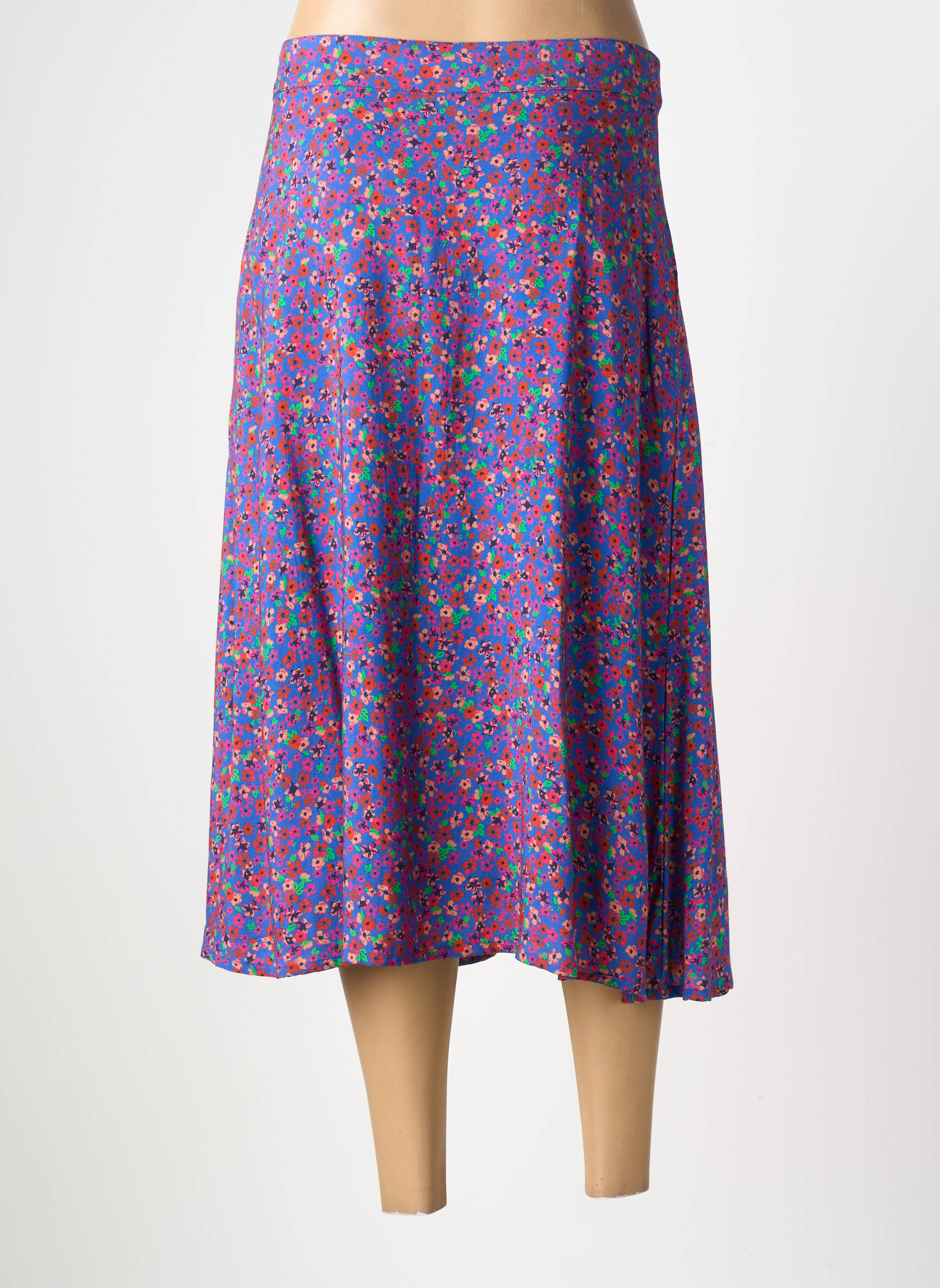 Jupe mi-longue fermeture zip latéral bleu PRINCESSE NOMADE femme