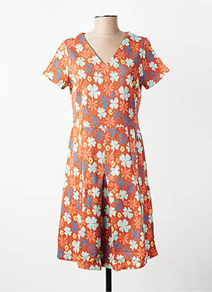 Robe mi-longue imprimé fantaisie manches courtes orange WHO'S THAT GIRL femme