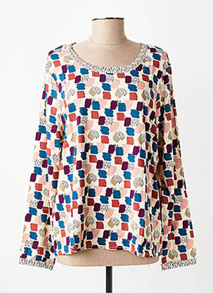 Blouse imprimé fantaisie manches longues beige MADE IN SENS femme