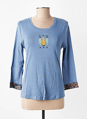 T-shirt manches 3/4 manches 3/4 bleu THALASSA femme
