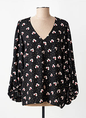 Blouse imprimé fantaisie manches longues noir TRAFFIC PEOPLE femme