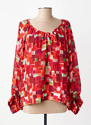 Blouse imprimé fantaisie manches longues rouge MADE IN SENS femme
