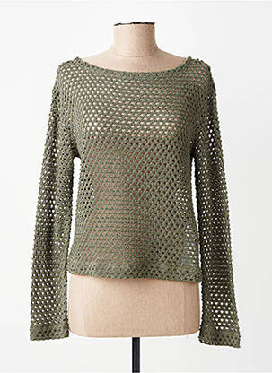 Pull col bateau manches longues vert 7 SEASONS femme