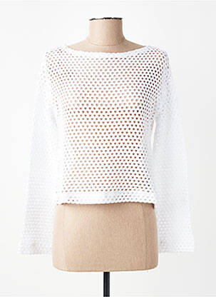 Pull col bateau manches longues blanc 7 SEASONS femme