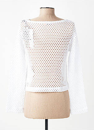 Pull col bateau manches longues blanc 7 SEASONS femme