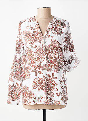 Blouse imprimé fantaisie manches longues blanc B.YOUNG femme