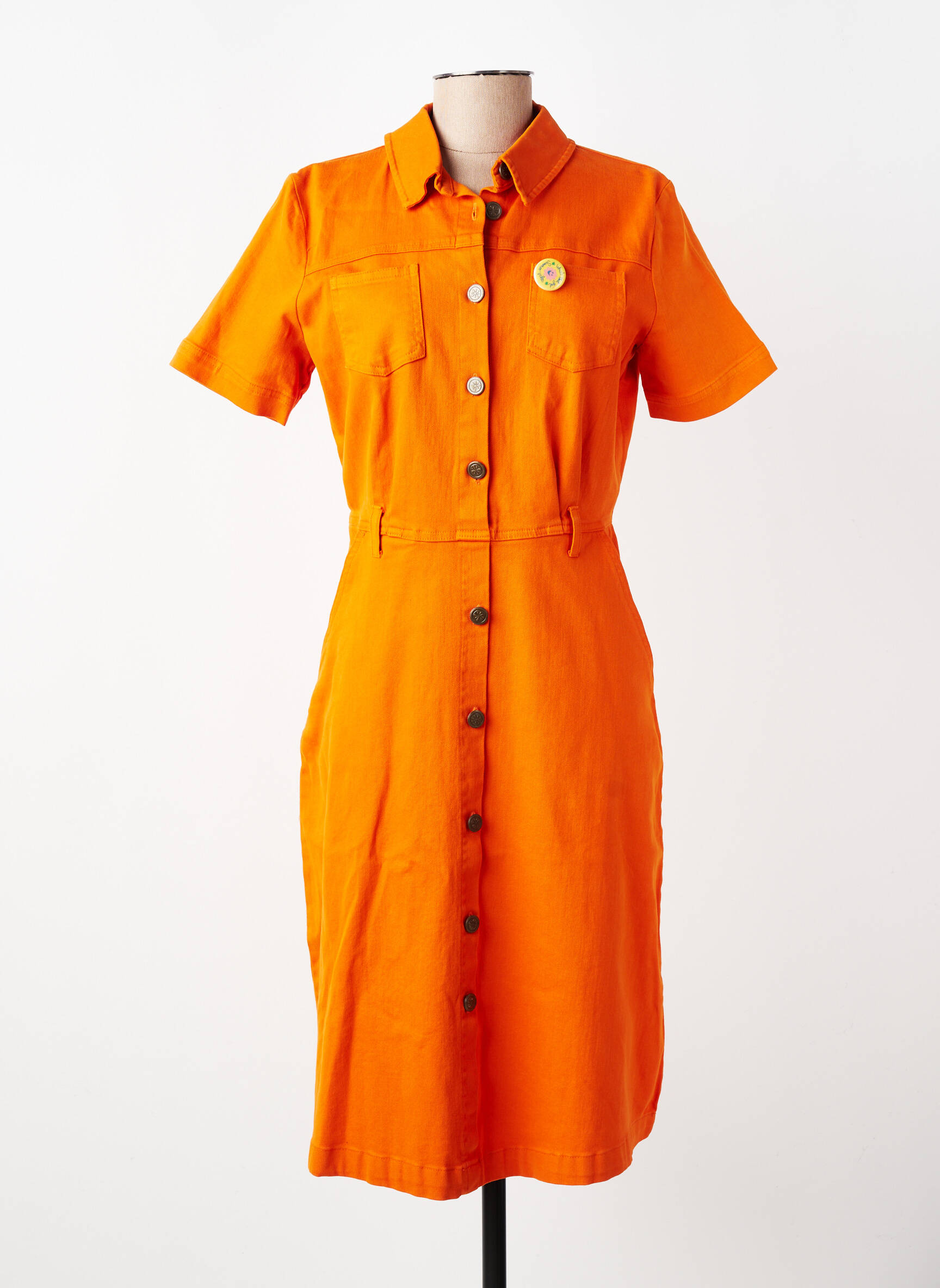 Robe mi-longue manches courtes manches courtes orange WHO'S THAT GIRL femme