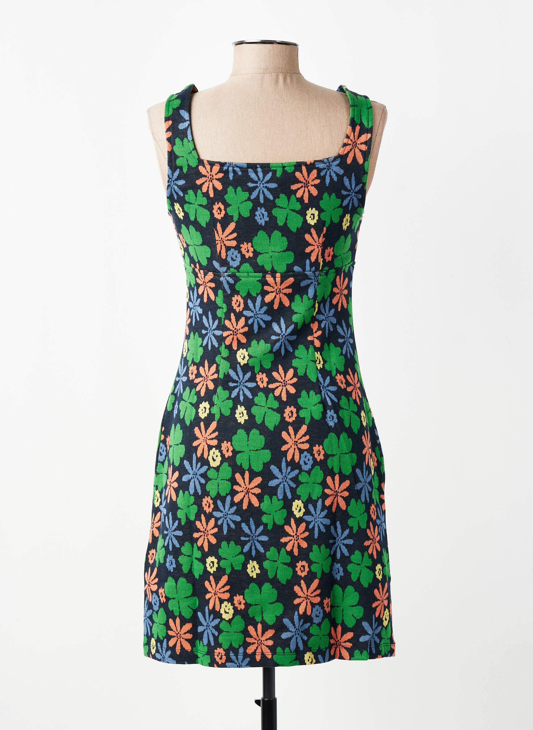 Robe mi-longue imprimé fleurs fines bretelles bleu WHO'S THAT GIRL femme