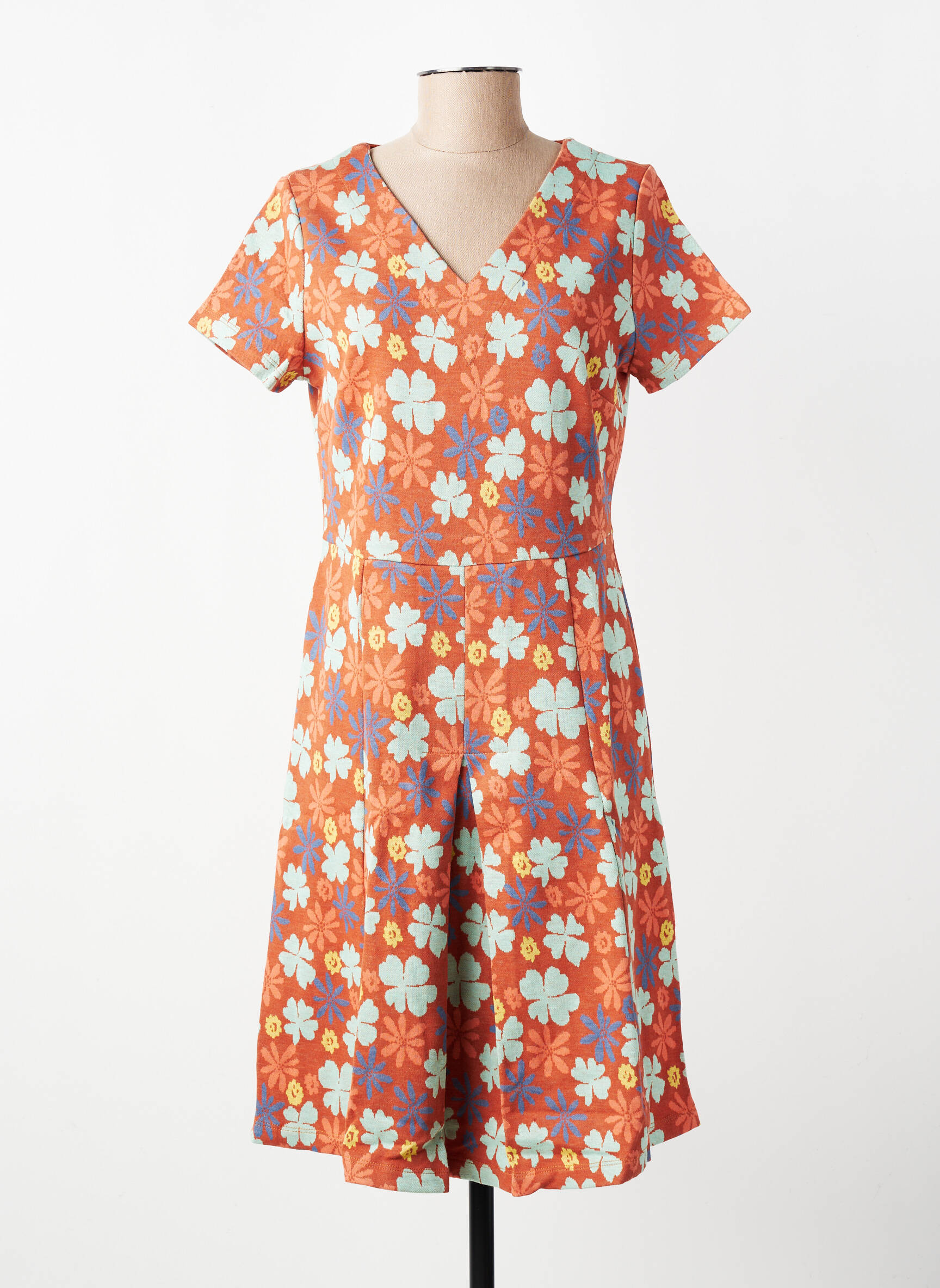 Robe mi-longue imprimé fantaisie manches courtes orange WHO'S THAT GIRL femme