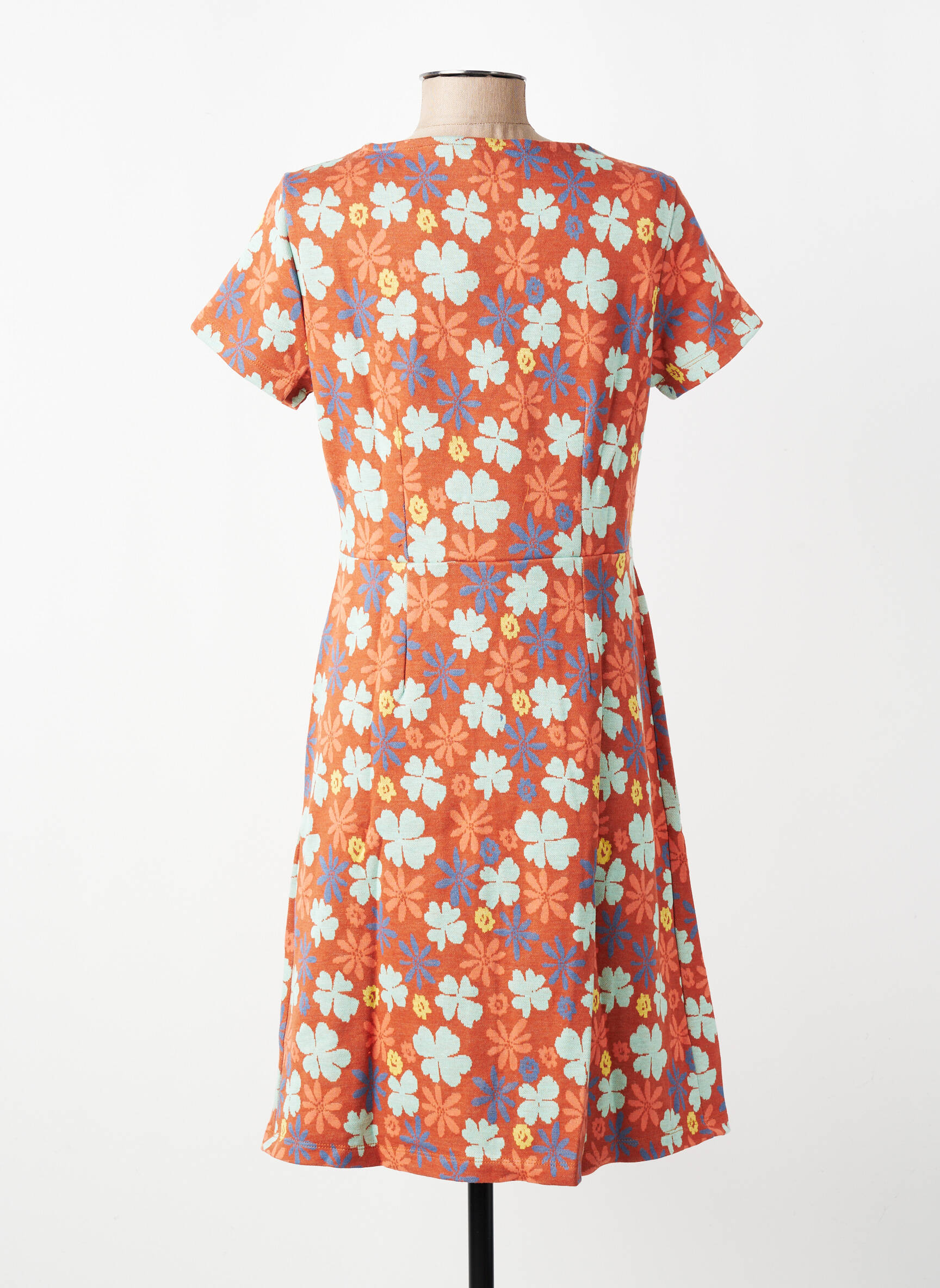 Robe mi-longue imprimé fantaisie manches courtes orange WHO'S THAT GIRL femme