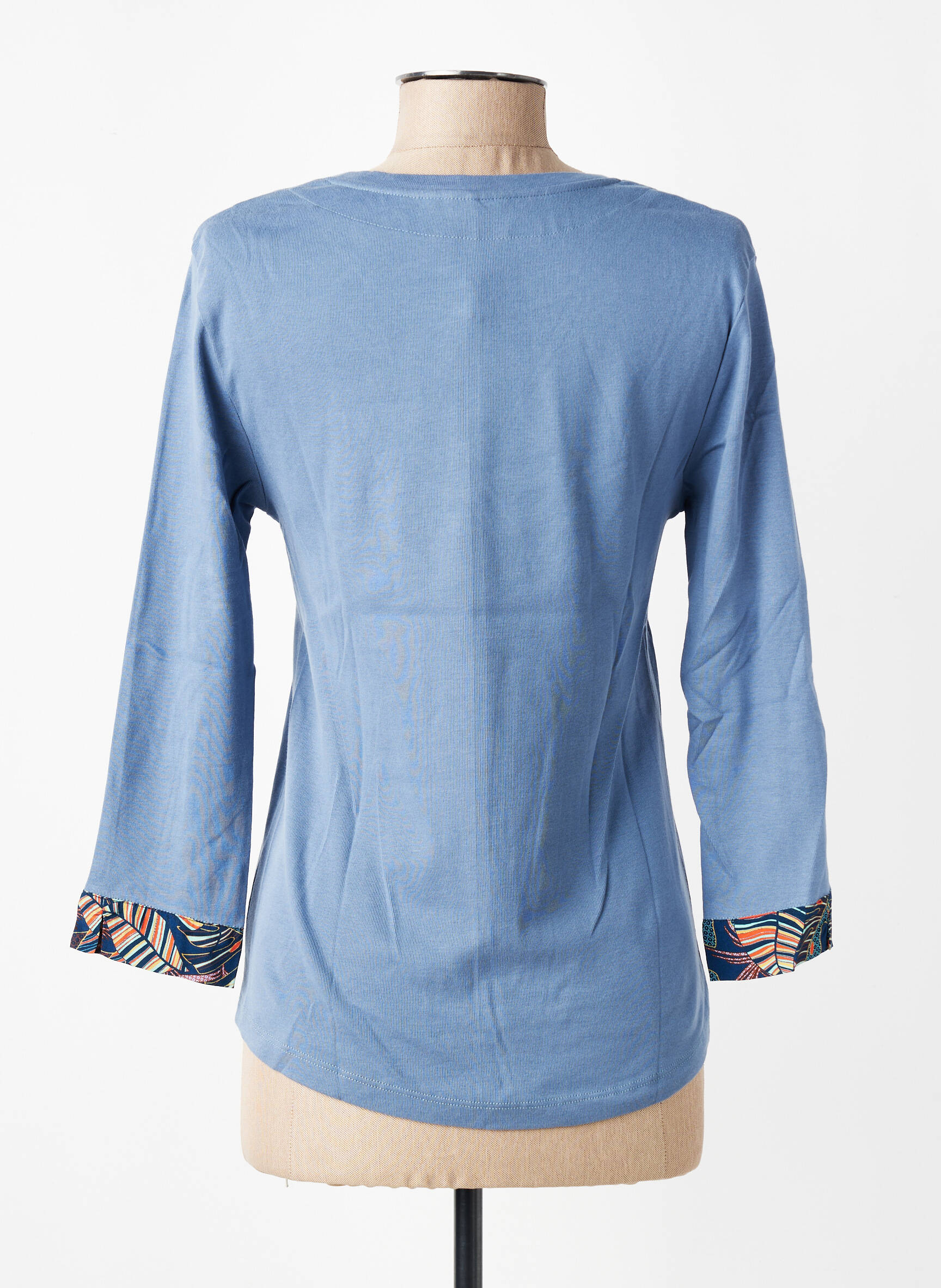 T-shirt manches 3/4 manches 3/4 bleu THALASSA femme