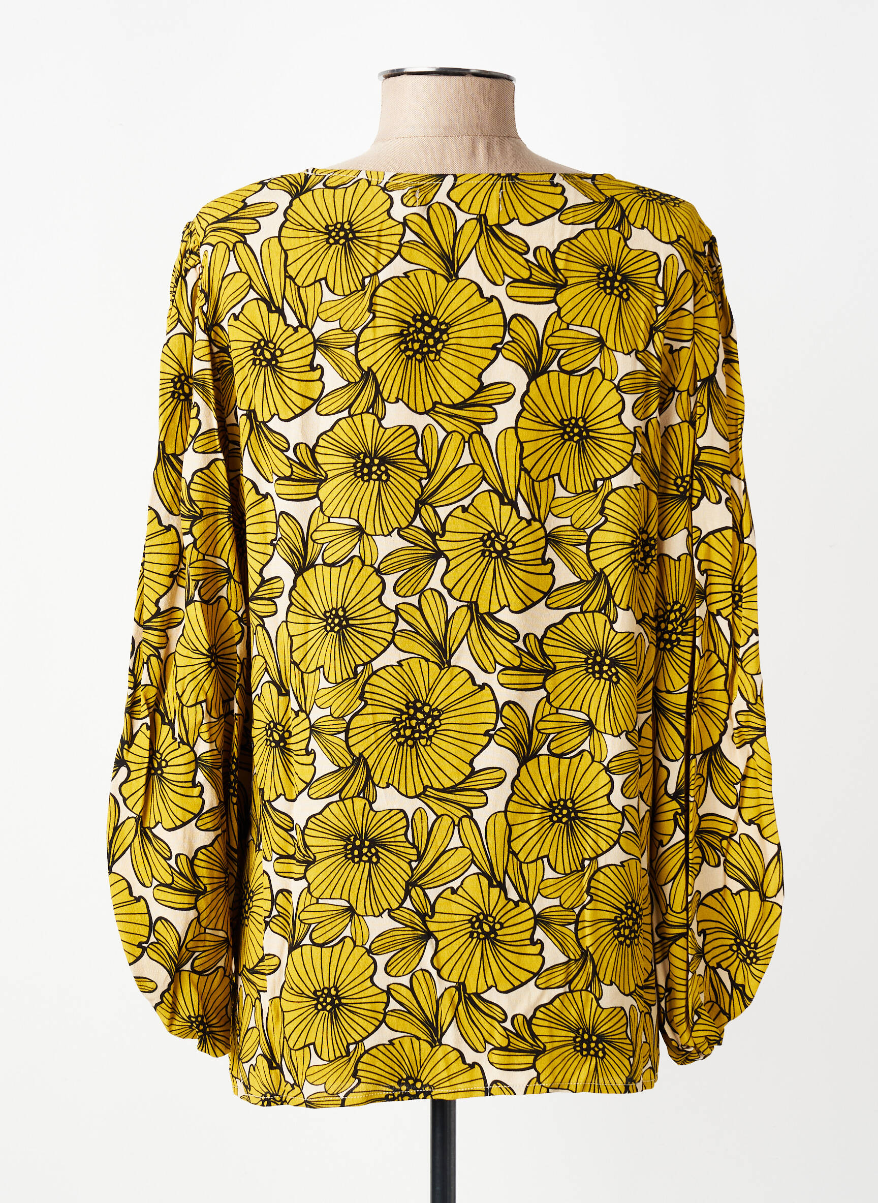 Blouse imprimé fantaisie manches longues jaune TRAFFIC PEOPLE femme