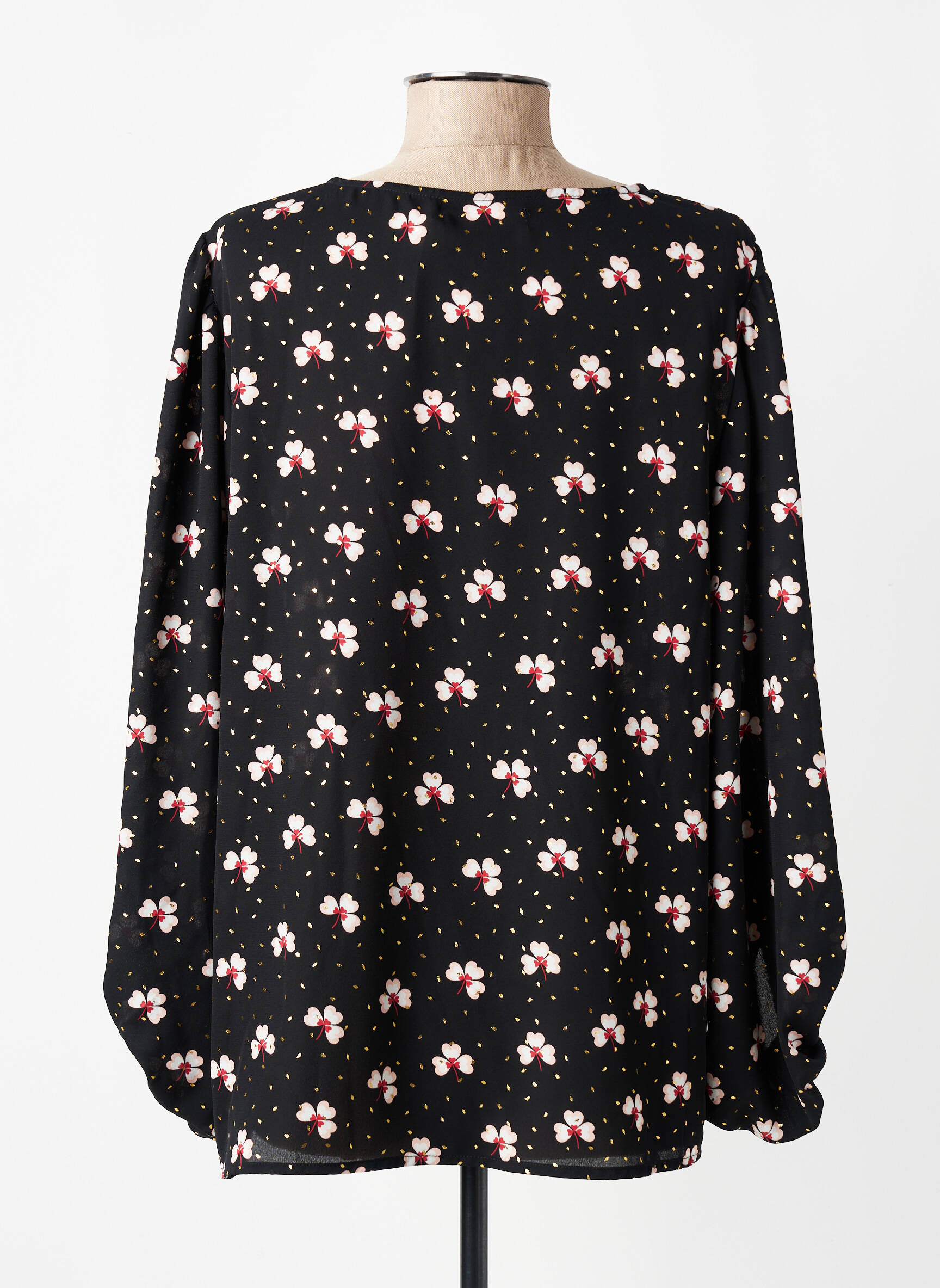Blouse imprimé fantaisie manches longues noir TRAFFIC PEOPLE femme