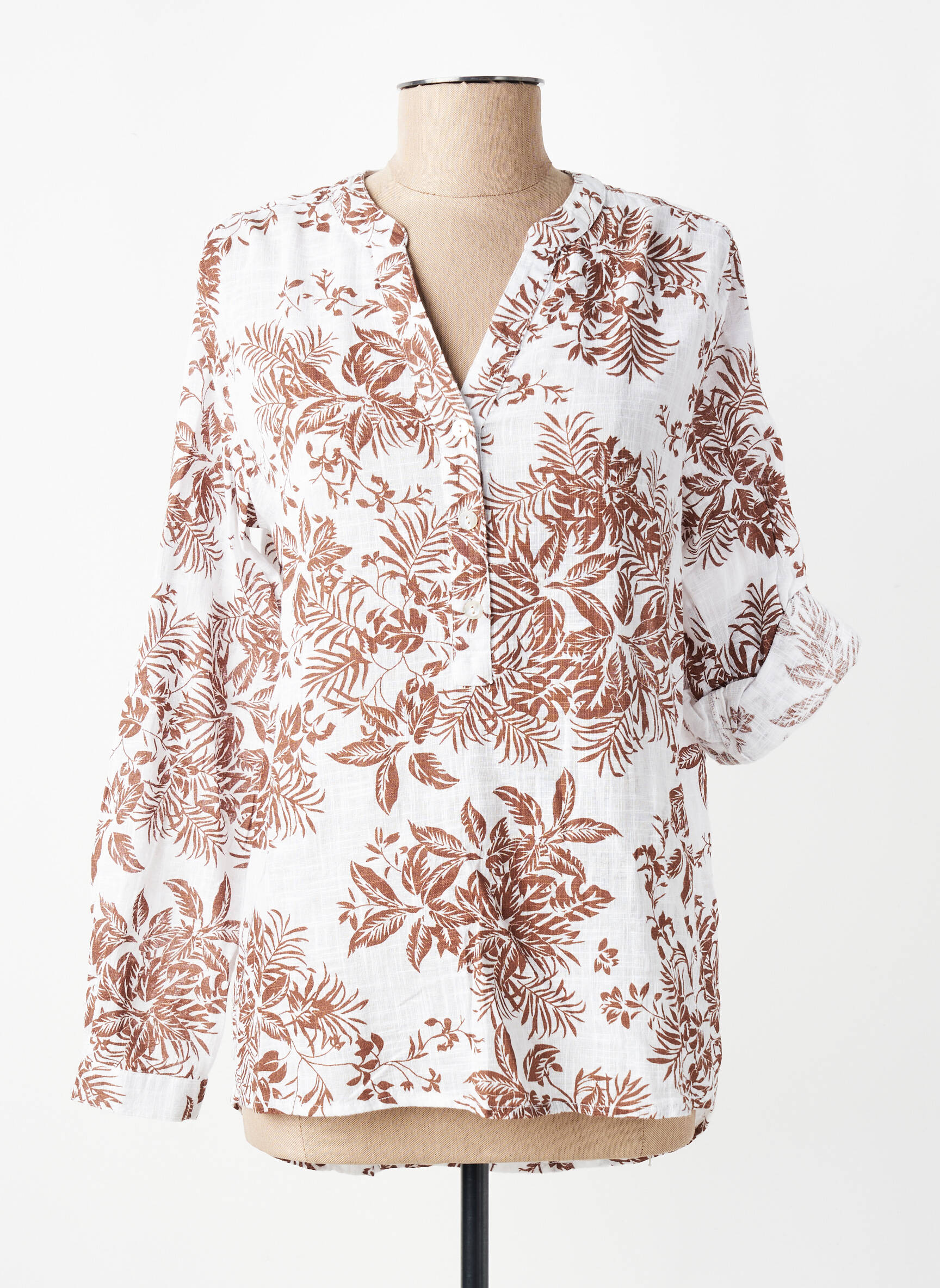 Blouse imprimé fantaisie manches longues blanc B.YOUNG femme
