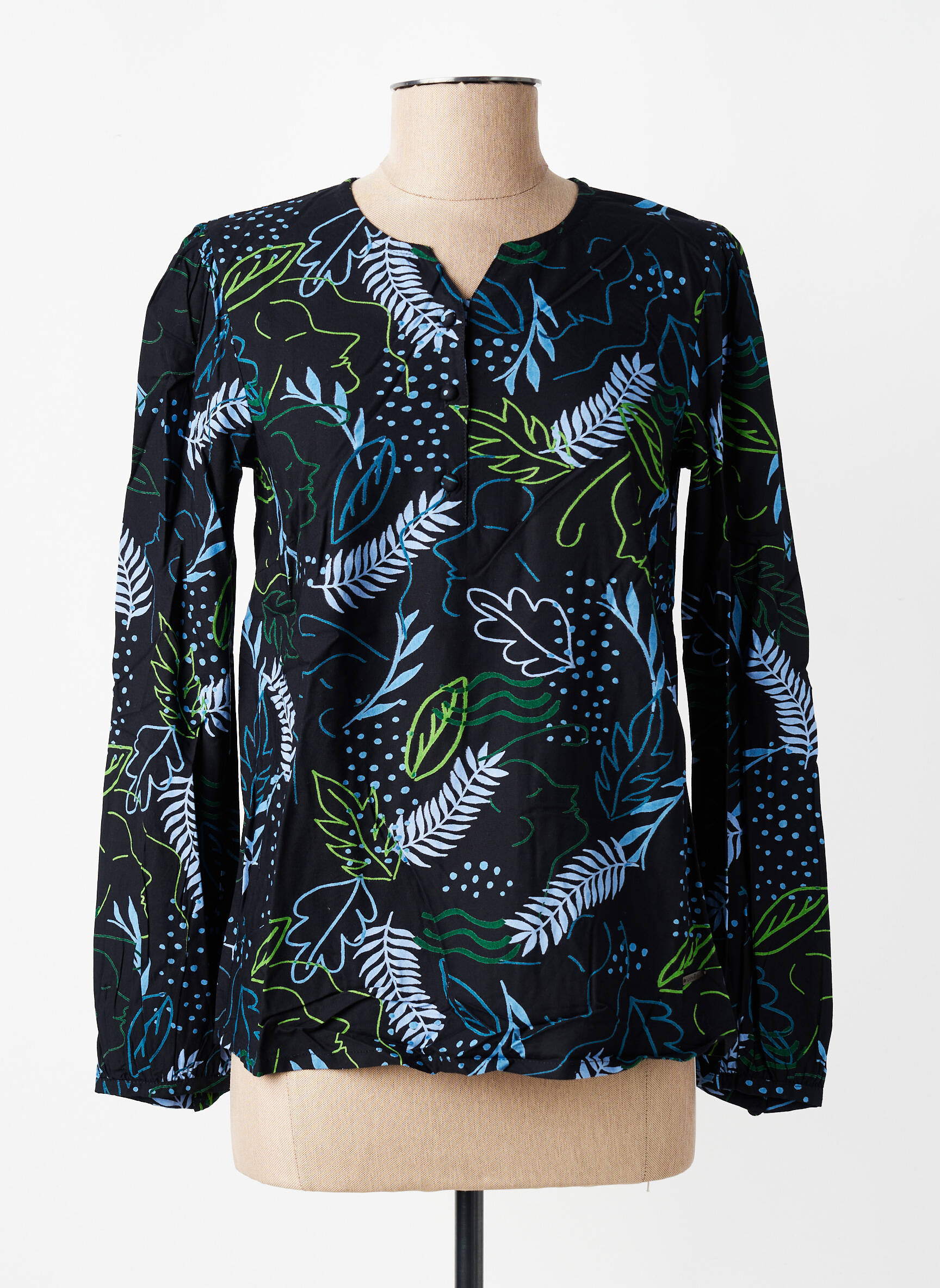Blouse imprimé fantaisie manches longues noir AGATHE & LOUISE femme