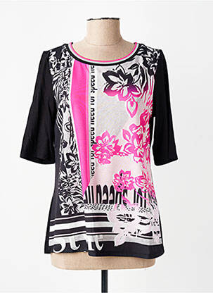 Top imprimé fantaisie manches 3/4 noir BARBARA LEBEK femme