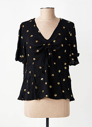 Blouse imprimé fantaisie manches courtes noir TRAFFIC PEOPLE femme