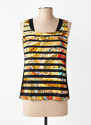 Top imprimé fantaisie sans manche noir TELMAIL femme