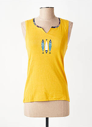 Top imprimé fantaisie sans manche jaune THALASSA femme