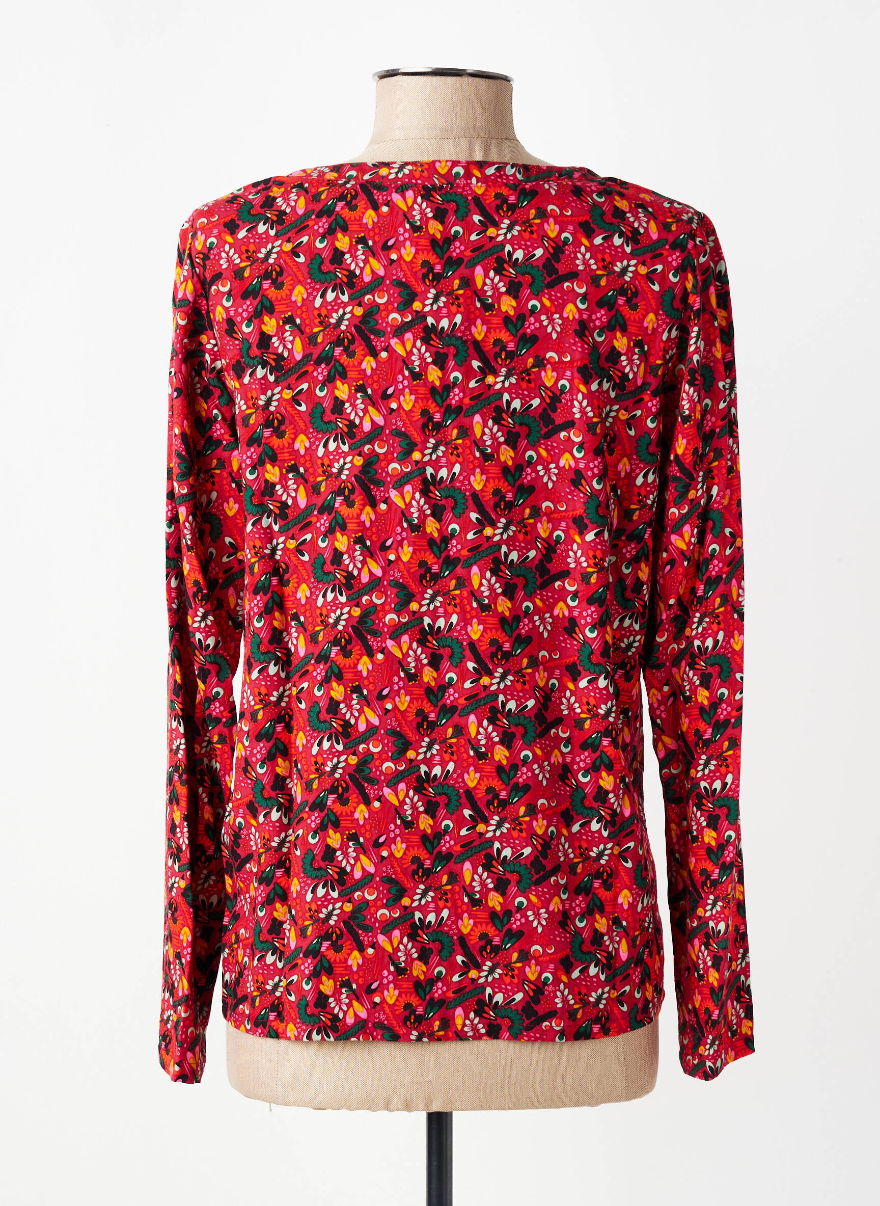 Blouse imprimé fantaisie manches longues rouge PRINCESSE NOMADE femme