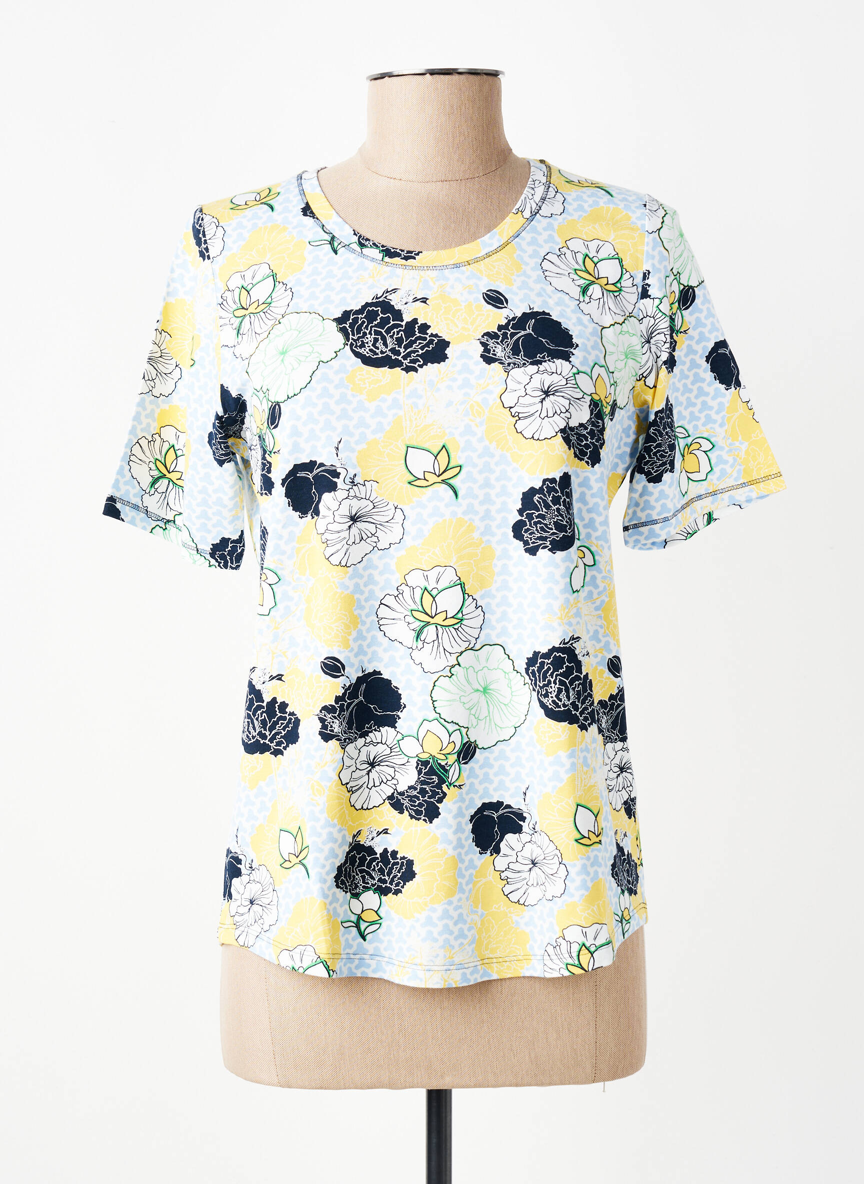 T-shirt imprimé fantaisie manches courtes jaune THOMAS RABE femme