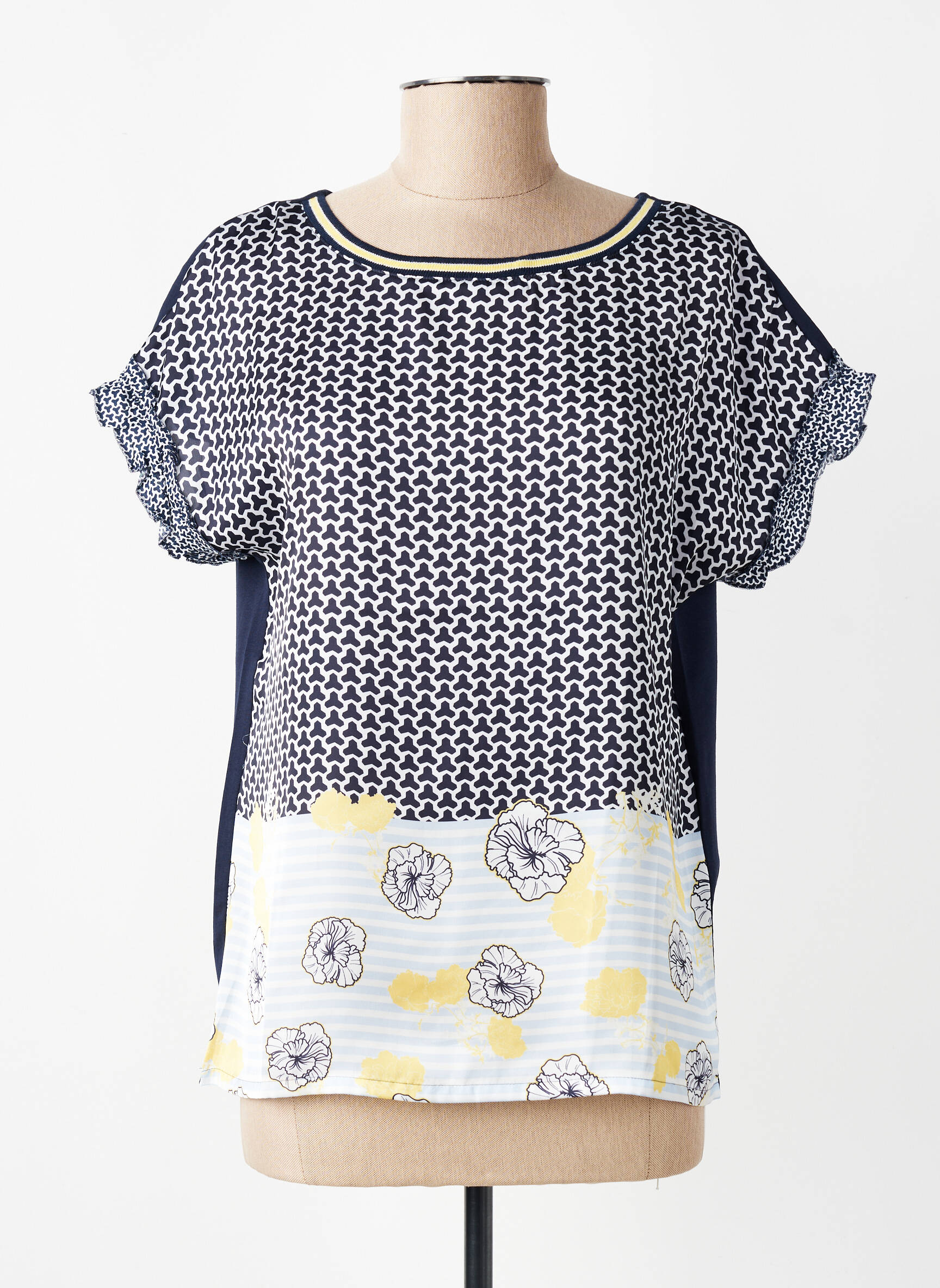 T-shirt imprimé fantaisie manches courtes bleu THOMAS RABE femme