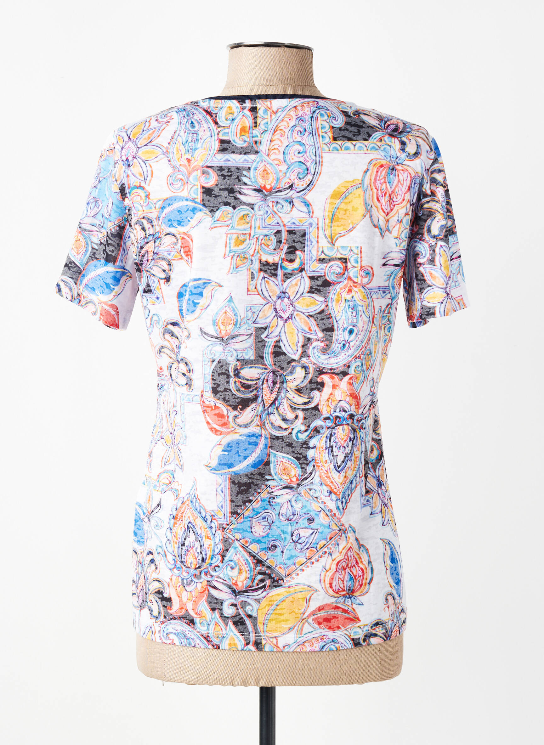 Top imprimé fantaisie manches courtes bleu CONCEPT  K femme