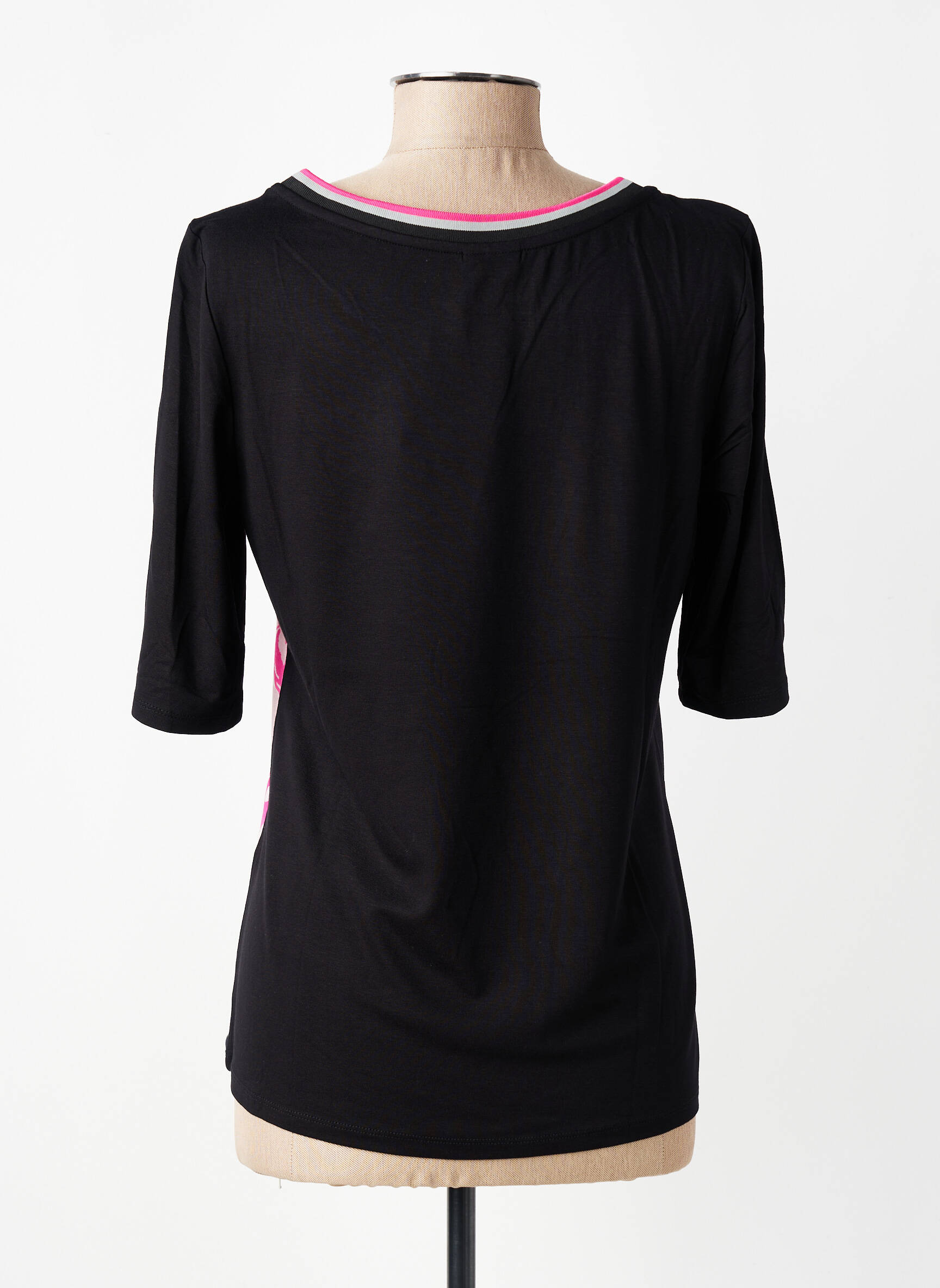 Top imprimé fantaisie manches 3/4 noir BARBARA LEBEK femme
