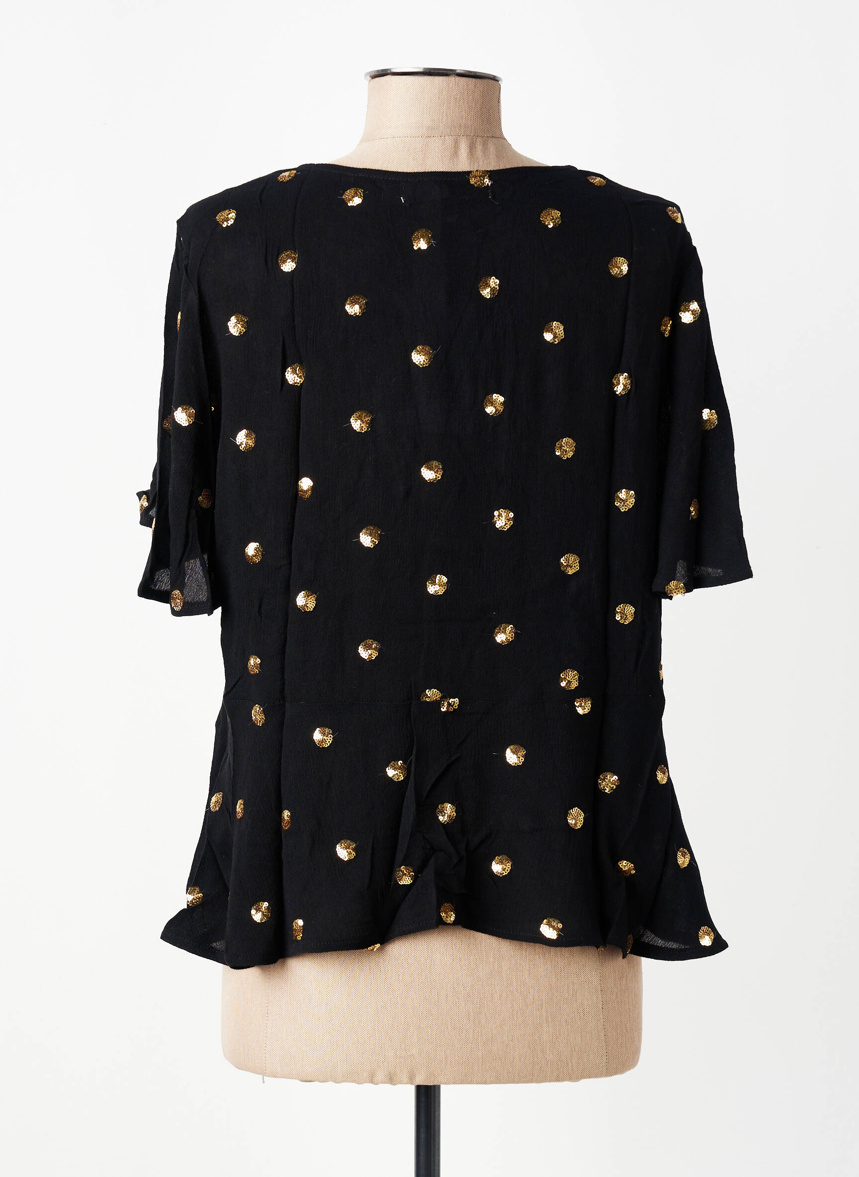 Blouse imprimé fantaisie manches courtes noir TRAFFIC PEOPLE femme