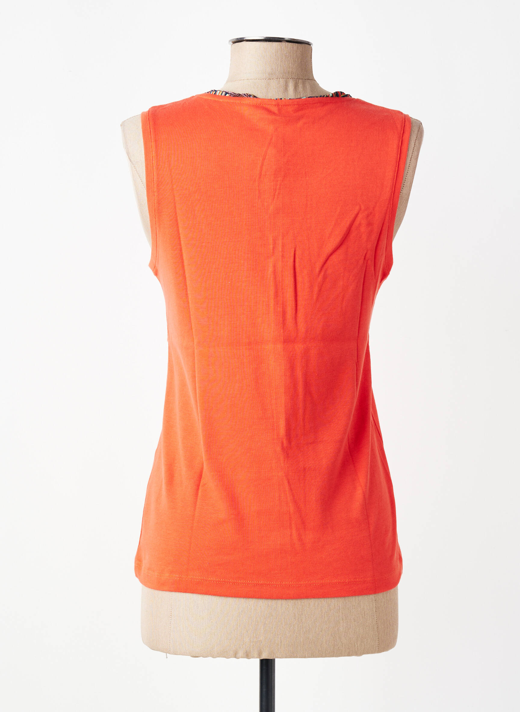 Top imprimé fantaisie sans manche orange THALASSA femme