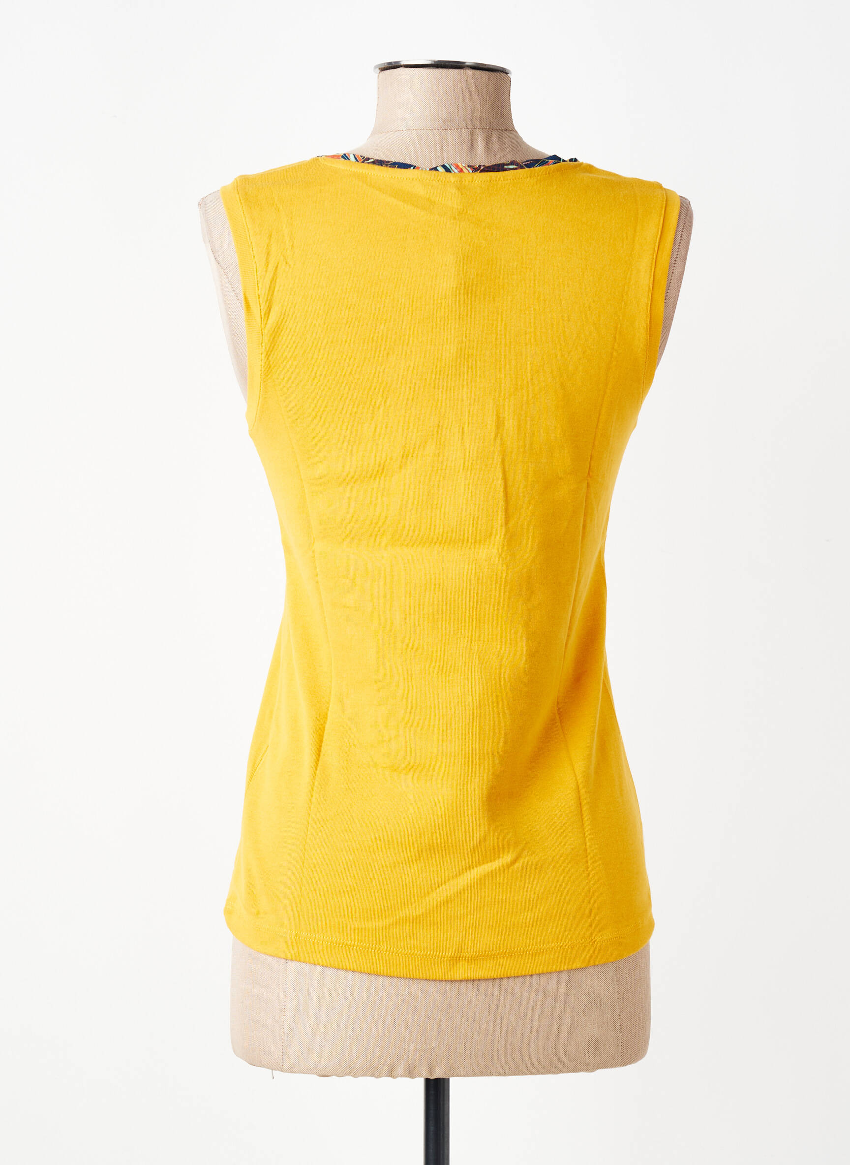 Top imprimé fantaisie sans manche jaune THALASSA femme