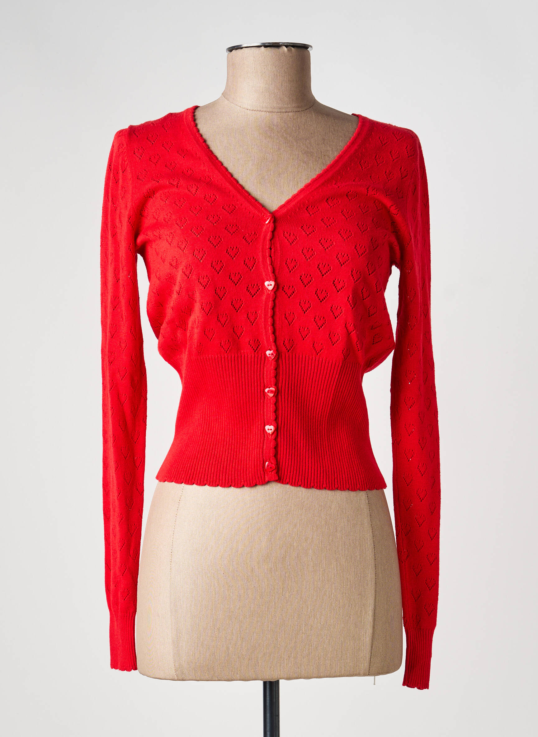 Gilet manches longues resserrée sur le bas rouge KING LOUIE femme