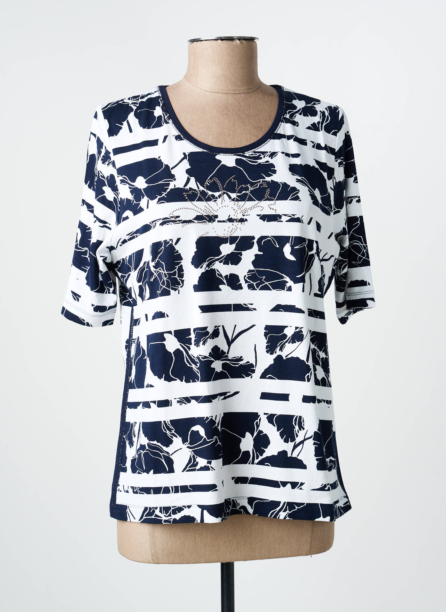 T-shirt imprimé fantaisie manches courtes bleu RABE femme
