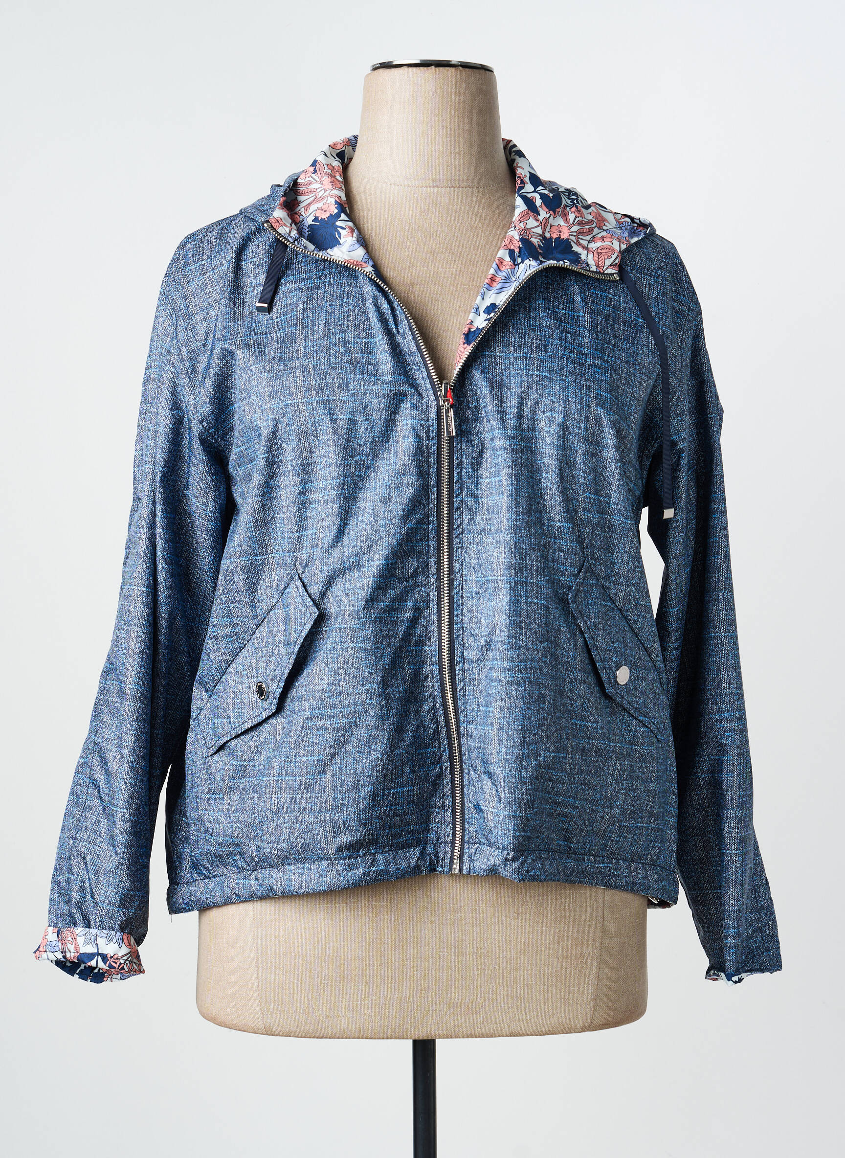 Coupe-vent manches longues a capuche bleu CONCEPT  K femme